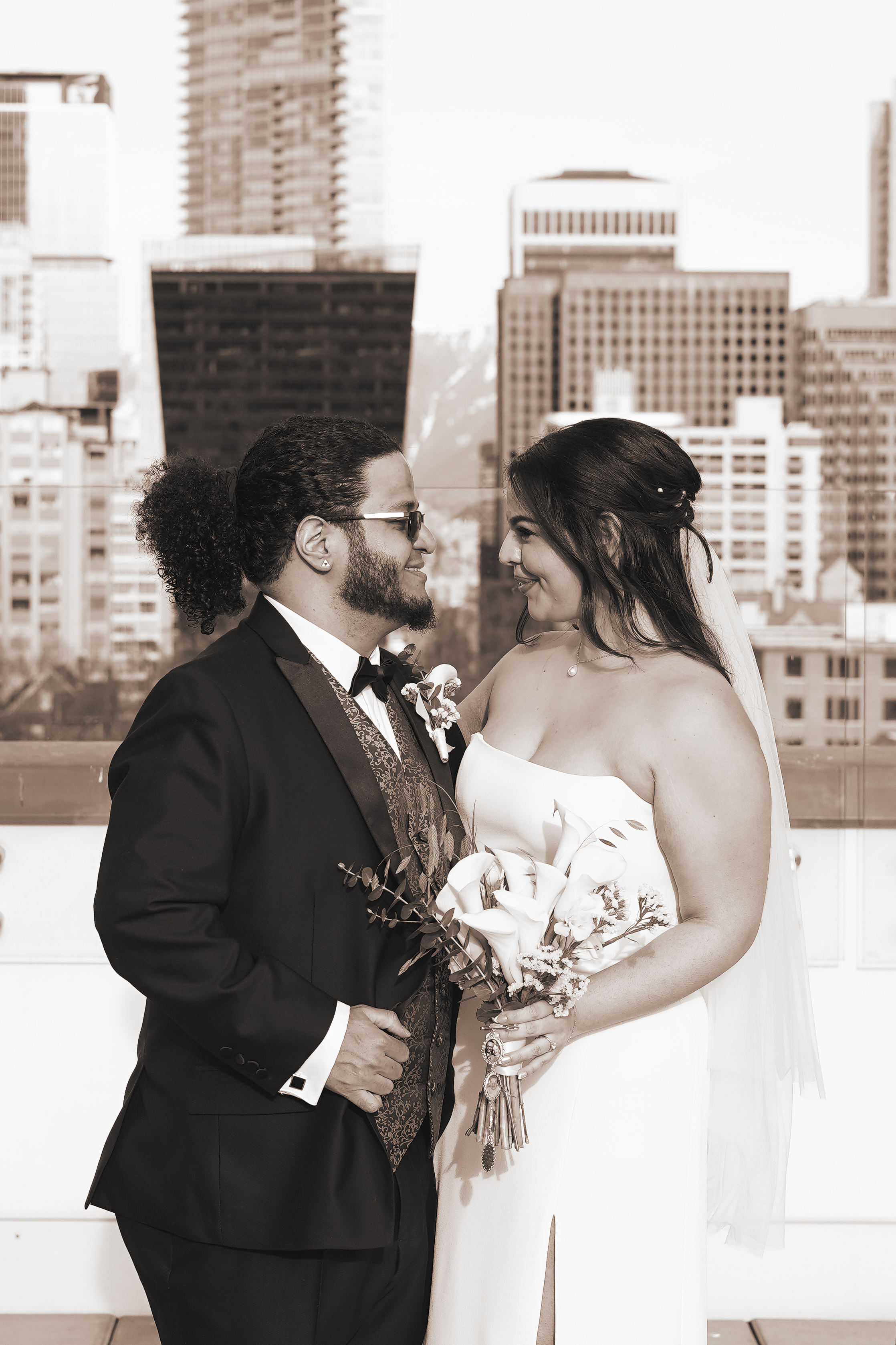 Happy couple on their wedding day